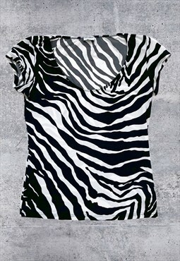 Vintage Underwear Zebra Print Graphic Tee T-Shirt