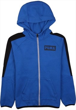 Vintage 90's Puma Hoodie Drawstring Pockets Full Zip Up Blue