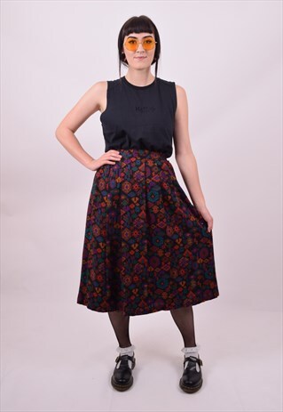 VINTAGE 80'S CRAZY AZTEC PRINT SKIRT SIZE 8 TO 10