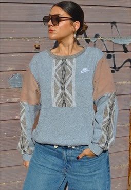 90's vintage Nike reworked abstract pattern knit sweatshirt