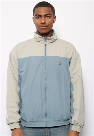 VINTAGE FILA LOGO TRACK JACKET BLUE AND BEIGE