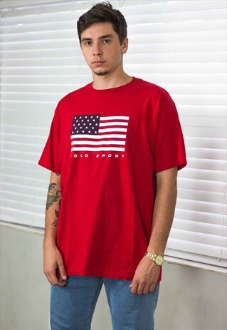 RARE VINTAGE POLO SPORT RALPH LAUREN T-SHIRT 90S L 7.7