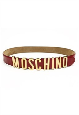 Vintage 90s Moschino red belt gold logo