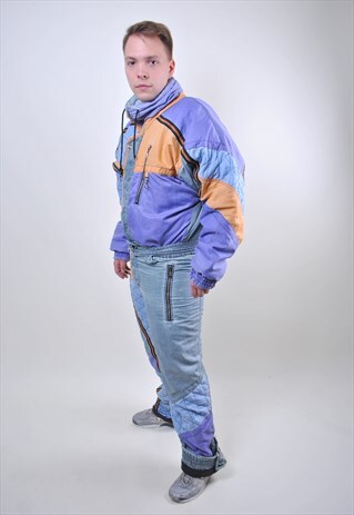 VINTAGE MULTICOLOR SNOWBOARD SUIT, 80S SKI SNOW SUIT UNISEX