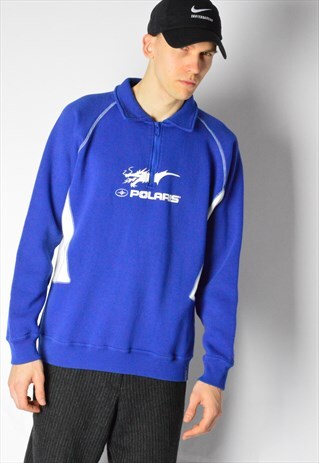 VINTAGE 90S BLUE DRAGON POLARIS RACING ZIPPER SWEATSHIRT