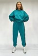 TEAL BLUE TRACKSUIT JOGGERS LOUNGEWEAR PEA STREET LOGO