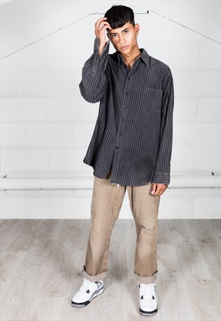 VINTAGE STRIPPED GREY CORDUROY SHIRT
