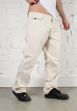 Vintage GANT Trousers in Cream with Spell Out Logo