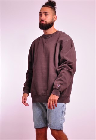 VINTAGE CHAMPION CREW NECK BROWN RETRO SWEATSHIRT