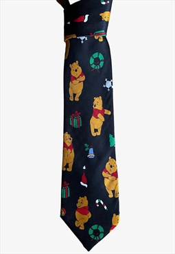 Vintage 90s Disney Winnie The Pooh Christmas Print Tie