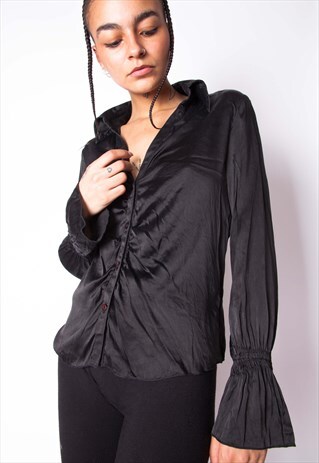 VINTAGE Y2K BLACK SHIRT TOP ID:A238