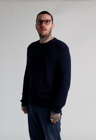 90S POLO RALPH LAUREN NAVY BLUE KNIT