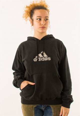 VINTAGE BLACK ADIDAS HOODIE PULLOVER
