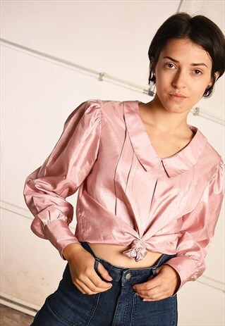 80'S RETRO SHIMMER PARIS CHIC BLOUSE TOP