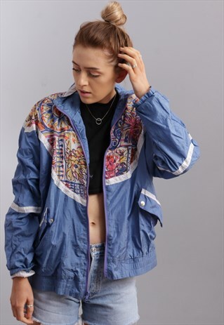 VINTAGE OVERSIZED SHELL PATTERNED BOMBER JACKET Z346