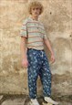REWORKED JEAN IMITATION JOGGERS CHECK PANTS PUNK OVERALLS 