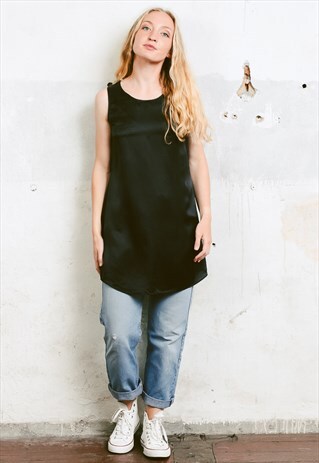 VINTAGE 90S BLACK SILK DRESS