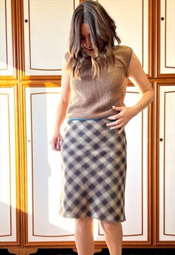 70s vintage plaid wool skirt