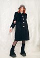 Vintage Wool Coat 90s Soft Warm Winter Maxi Jacket in Black