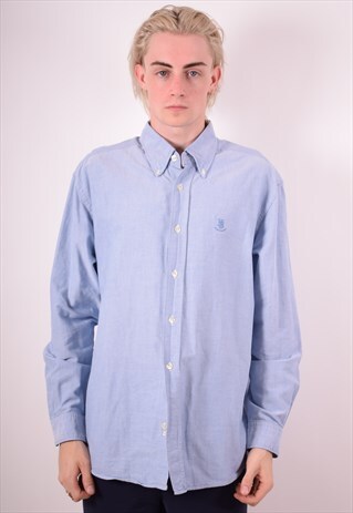 HUGO BOSS MENS VINTAGE SHIRT XL BLUE 90S