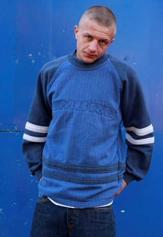 VINTAGE 90S UMBRO SPELL OUT LOGO BLUE SWEATSHIRT