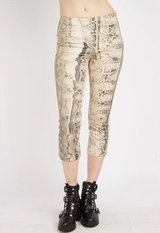 VINTAGE BROWN SNAKESKIN PATTERNED CAVALI TROUSERS