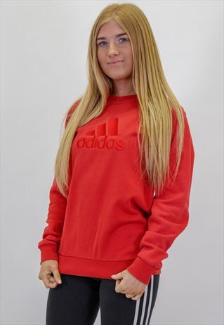 VINTAGE ADIDAS SWEATER IN RED WITH LOGO