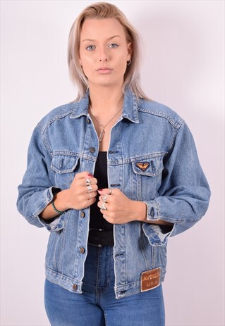 AVIREX WOMENS VINTAGE DENIM JACKET MEDIUM BLUE 90S