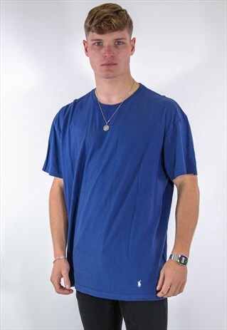 VINTAGE RALPH LAUREN LOGO T-SHIRT IN BLUE XL