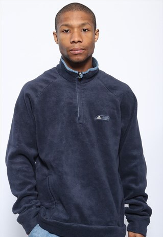 VINTAGE ADIDAS 1/4 ZIP LOGO FLEECE BLUE