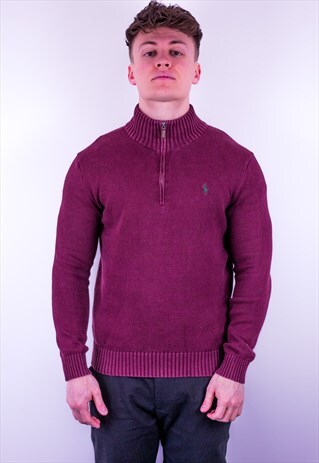 VINTAGE RALPH LAUREN 1/4 ZIP JUMPER IN BURGUNDY