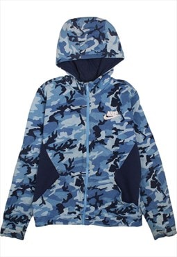 Vintage 90's Nike Hoodie Camo Full Zip Up Blue XLarge