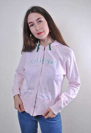 90S WOMAN PINK CHAMPION ZIPPED UP HOODIE
