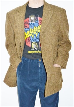 80's Rare HARRIS TWEED Pure Wool Brown Jacket / Blazer