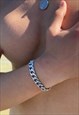 MENS CHUNKY CUBAN CHAIN BRACELET 11MM SILVER