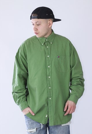 VINTAGE MENS TOMMY HILFIGER OXFORD LONG SLEEVE SHIRT