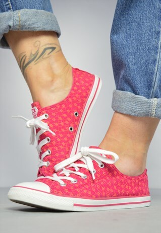 VINTAGE 90S CONVERSE PINK FLORAL OX SHOES TRAINERS PREPPY