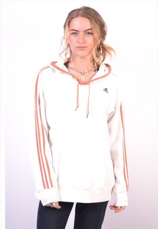 VINTAGE ADIDAS HOODIE JUMPER WHITE
