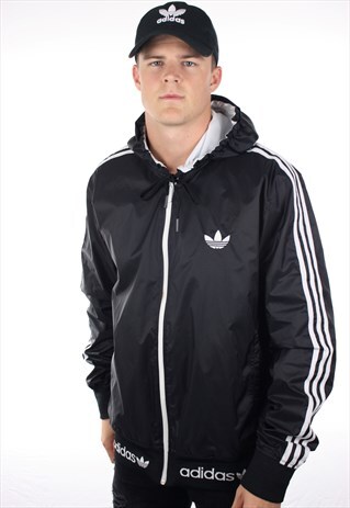 VINTAGE ADIDAS ORIGINALS REVERSIBLE SHELL HOODED JACKET