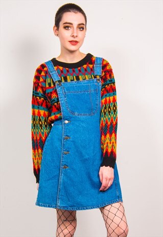 VINTAGE 90'S BLUE DENIM DRESS SKORT PLAYSUIT