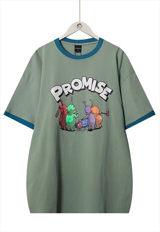 GRAFFITI RUDE SLOGAN TEE TELETUBBIES PRINT RAVE T-SHIRT