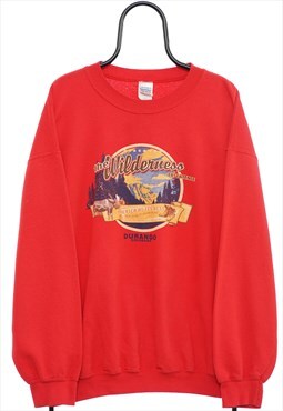 Vintage Wilderness Experience Graphic Red Sweatshirt Mens