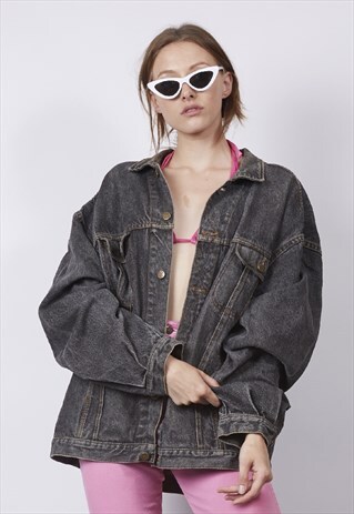 VINTAGE 80'S LEE WASHED BLACK DENIM JACKET