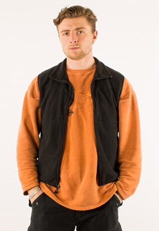 VINTAGE BLACK TIMBERLAND FULL ZIP FLEECE GILET