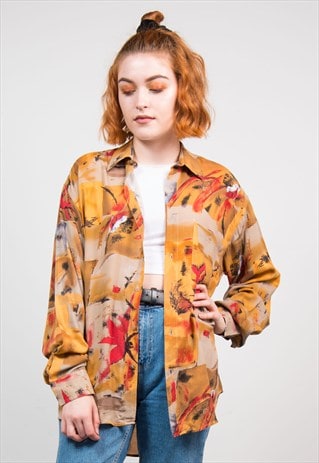 VINTAGE 90'S ORANGE PATTERNED OVERSIZE SHIRT