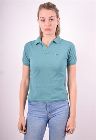 LACOSTE WOMENS VINTAGE POLO SHIRT SMALL GREEN 90'S