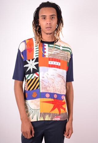 MOSCHINO MENS VINTAGE T-SHIRT TOP LARGE MULTI 90S