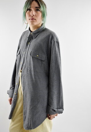 VINTAGE RALPH LAUREN GREY FLANNEL OVERSIZED BOYFRIEND SHIRT