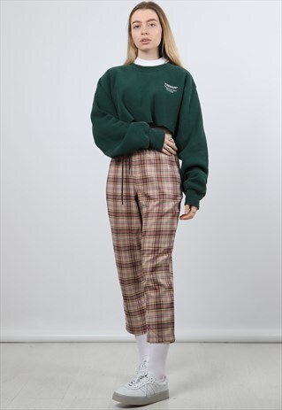VINTAGE LEE LARGE GREEN EMBROIDERED CROPPED SWEATSHIRT