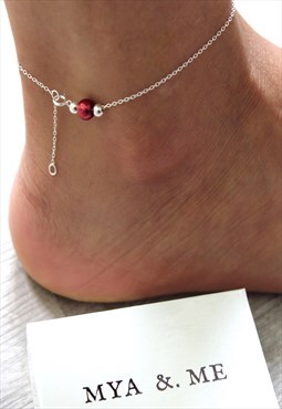 Mya Anklet 925 Sterling Silver in Red